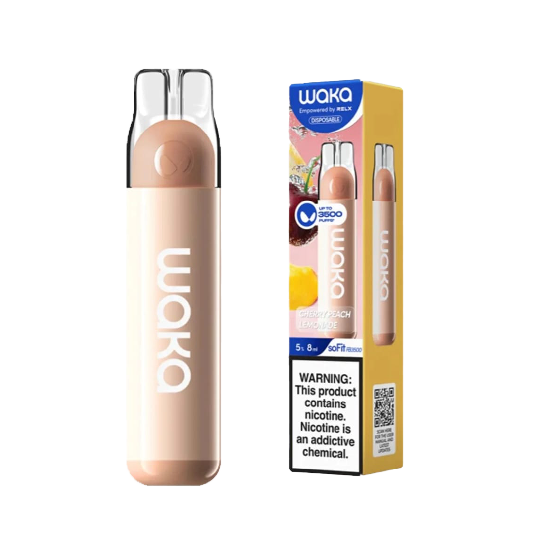 Waka - Cherry Peach Lemonade - 3500 Taffs 5% Jetable xvape.ma Maroc.