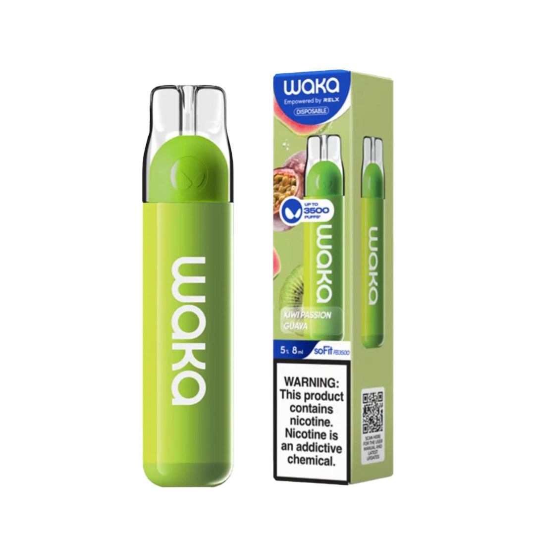 Waka - Kiwi Passion Guava - 3500 Taffs 5%  Jetable  xvape.ma Maroc.