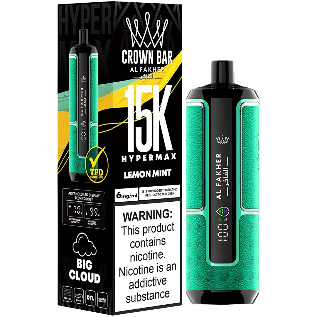 AL Fakher Crown Bar Hyper Max 15K puffs - Lemon Mint - 5mg