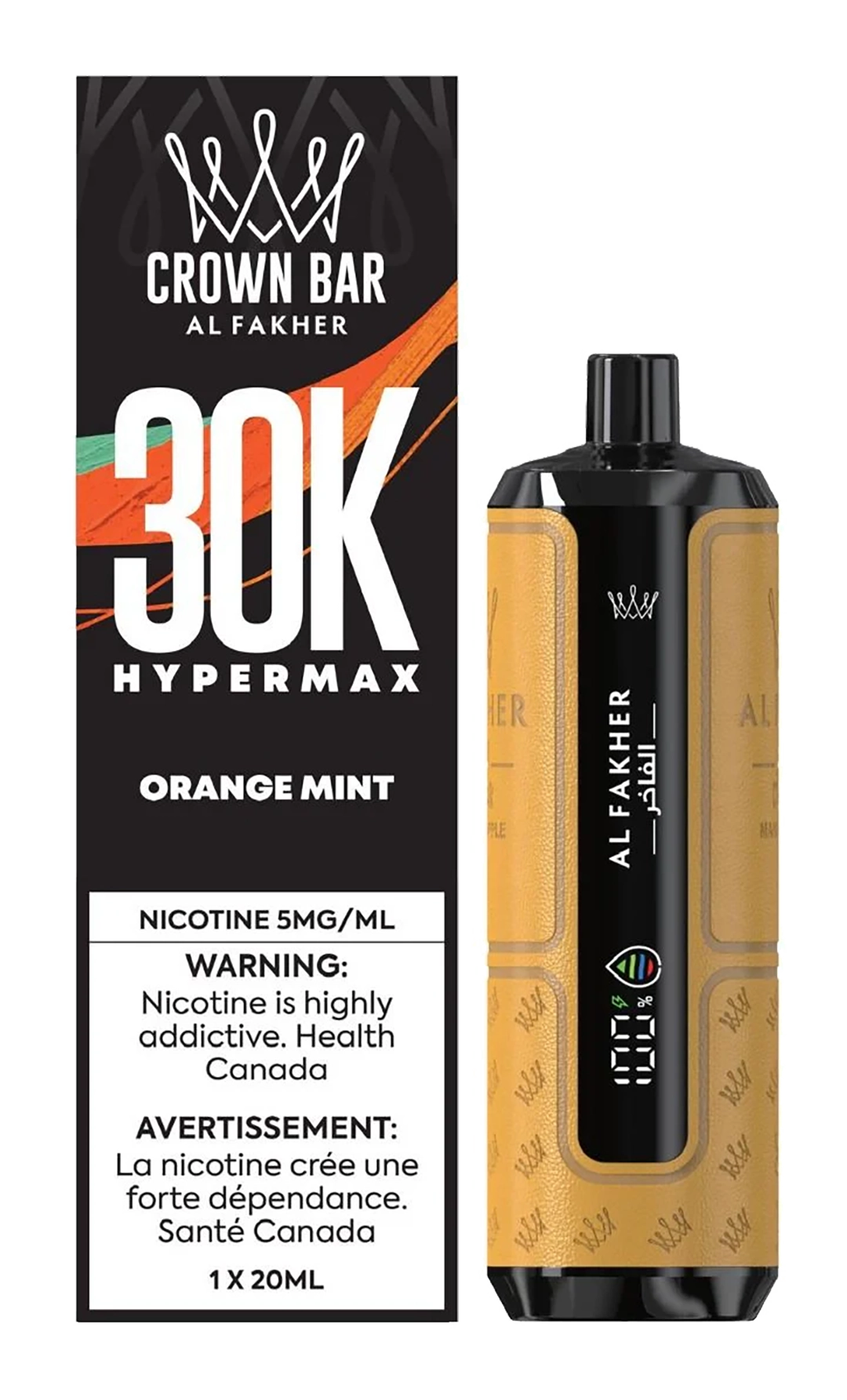 AL Fakher Crown Bar Hyper Max 30K puffs - Orange mint - 5mg