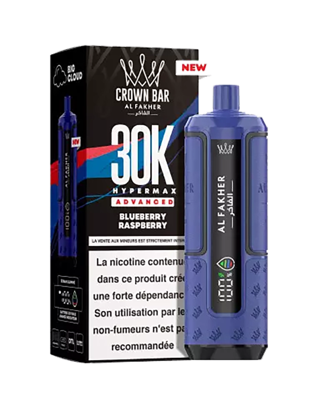 AL Fakher Crown Bar Hyper Max 30K puffs - blueberry raspberry - 5mg