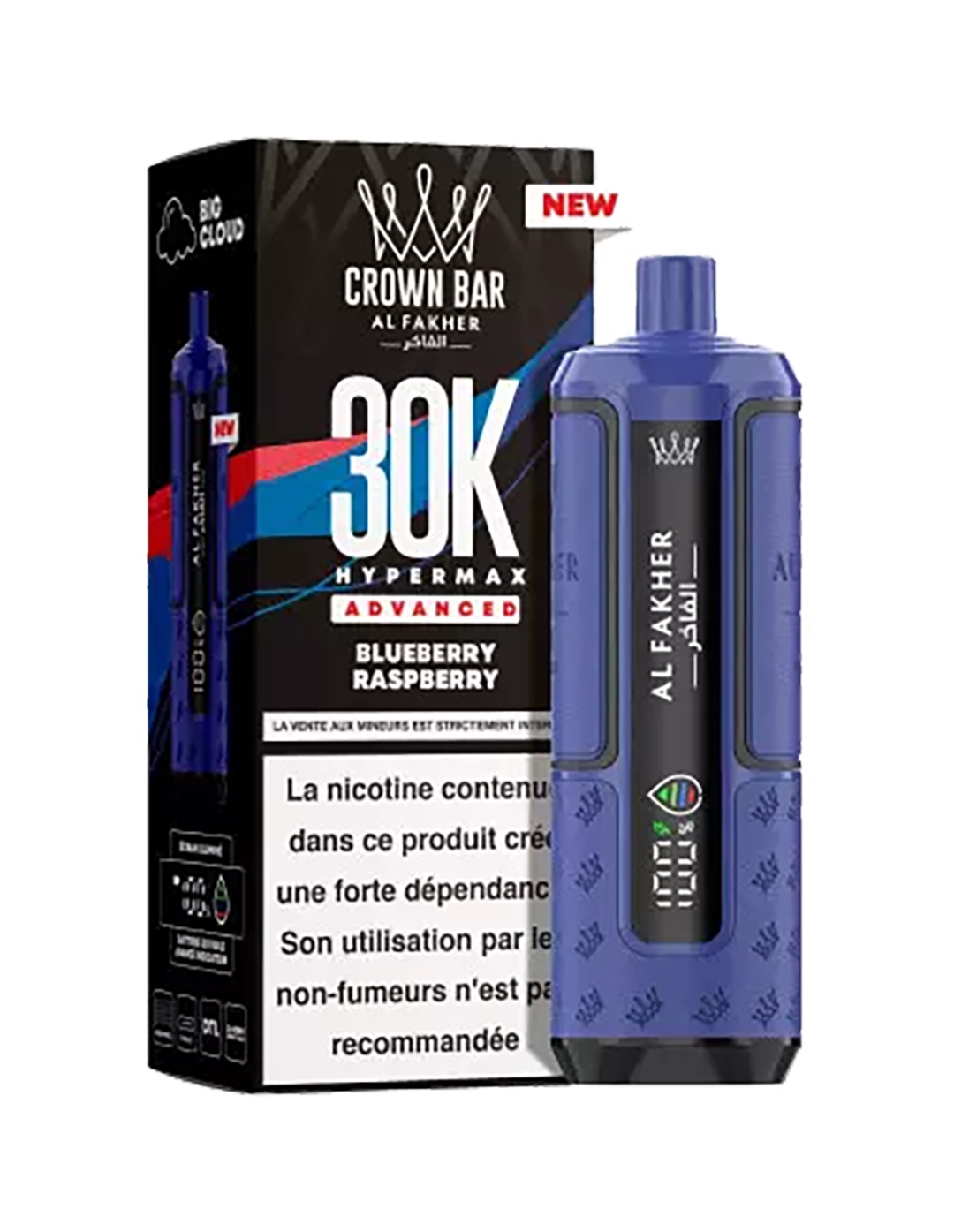 AL Fakher Crown Bar Hyper Max 30K puffs - blueberry sour raspberry - 5mg