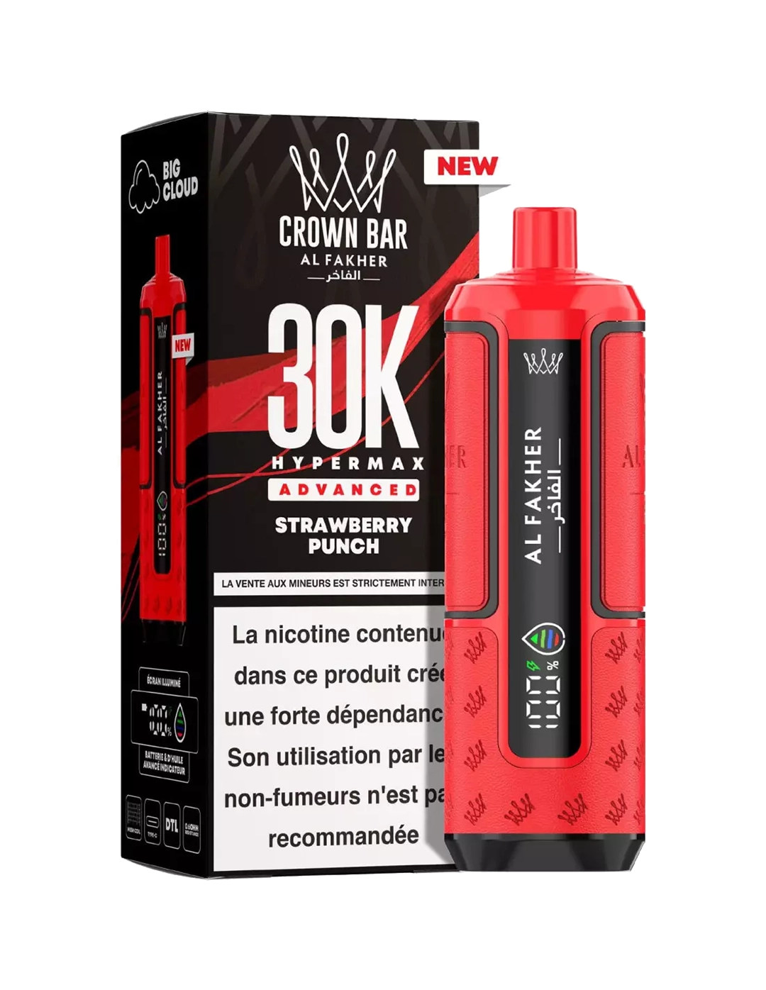 AL Fakher Crown Bar Hyper Max 30K puffs - strawberry punch - 5mg