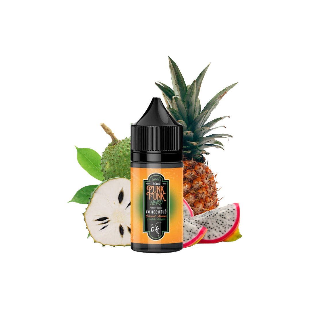 Concentré Corossol Ananas Fruit du Dragon Punk Funk Hero - 30 ml  Arôme concentré  xvape.ma Maroc.