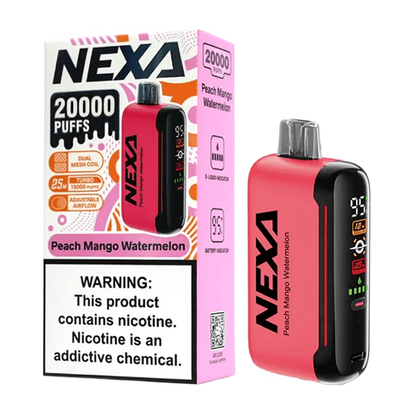 DragBar Nexa - Peach Mango Watermelon - 20k Taffs 5%  Jetable  xvape.ma Maroc.