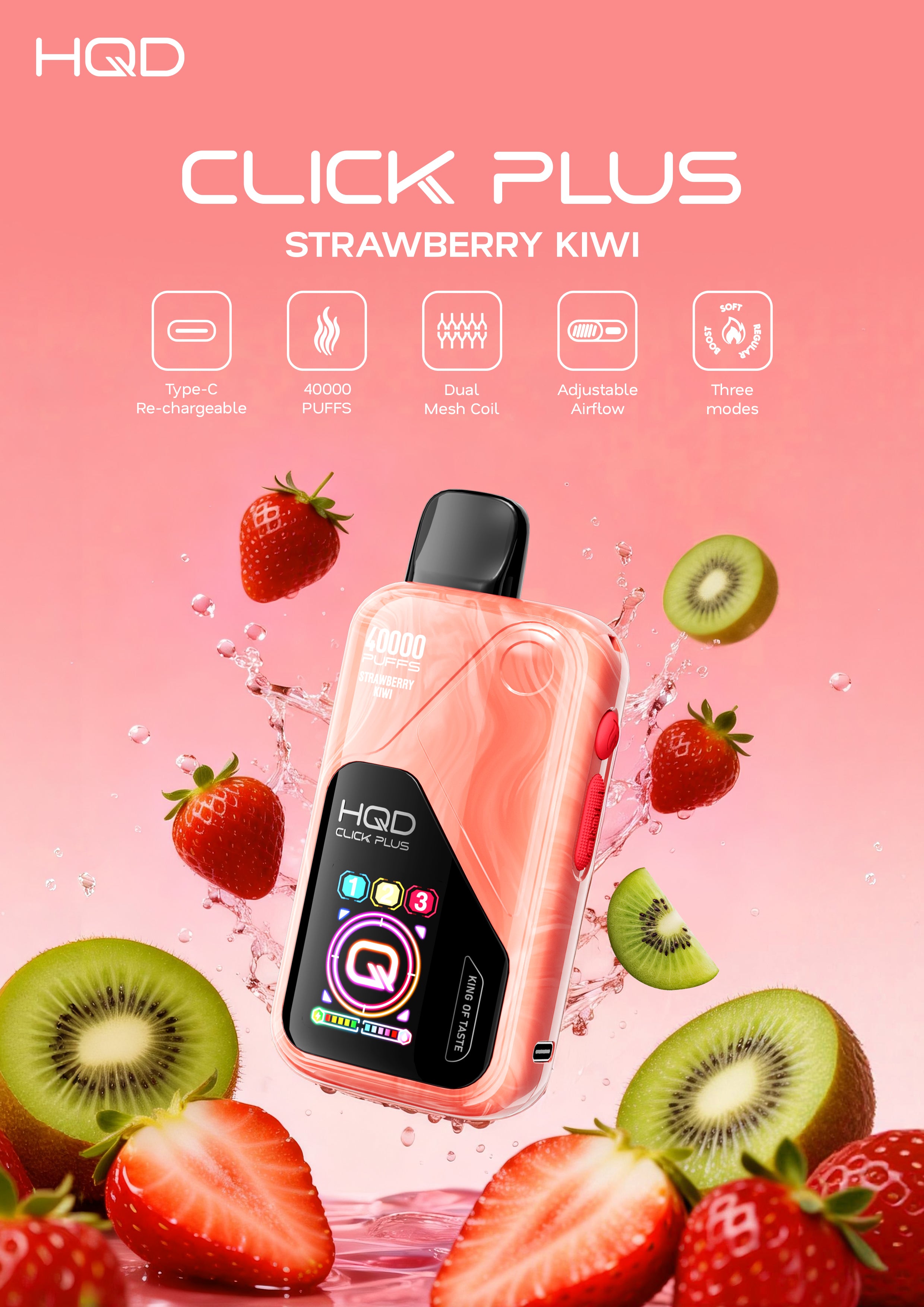 HQD Click Plus 40K Puffs - Strawberry Kiwi - 50mg