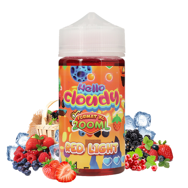 Hello Cloudy - Red Light 200mL  E-liquide premium  xvape.ma Maroc.