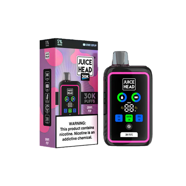 JUICE HEAD 30K Puffs - Grape Pop Ice - 5%  Jetable  xvape.ma Maroc.