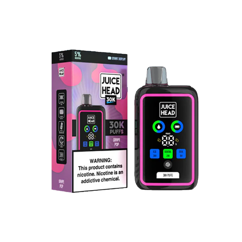 JUICE HEAD 30K Puffs - Grape Pop Ice - 5%  Jetable  xvape.ma Maroc.