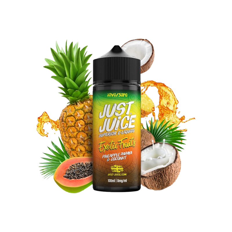 Just Juice - Exotic Fruits Pineapple, Papaya & Coconut - 120ml  E-liquide premium  xvape.ma Maroc.