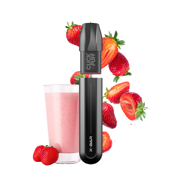 X-BAR Click & Puff kit de démarrage - Milkshake Fraise  Starter Kits (Pods Fermés)  xvape.ma Maroc.