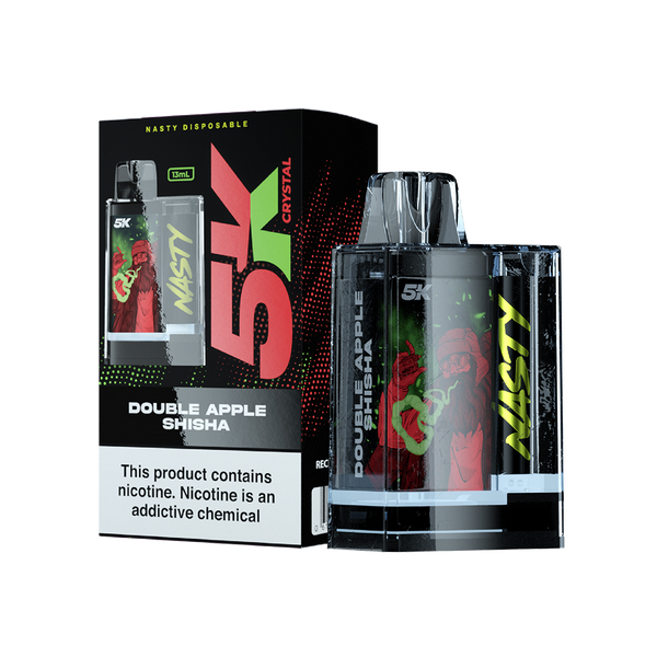 Nasty 5K Crystal - DOUBLE APPLE SHISHA 5000 puffs 5%  Jetable  xvape.ma Maroc.