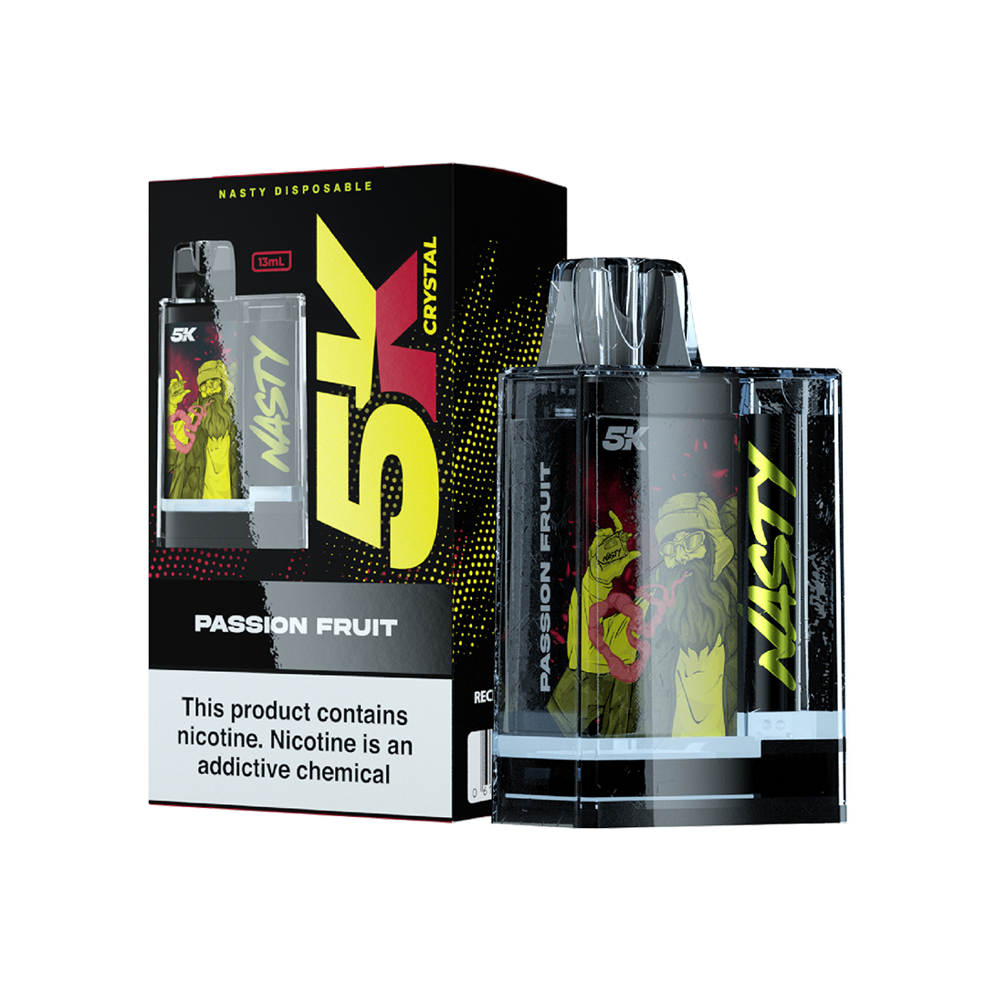 Nasty 5K Crystal - PASSION FRUIT 5000 puffs 5%  Jetable  xvape.ma Maroc.