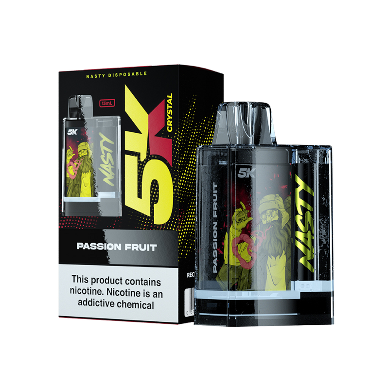 Nasty 5K Crystal - PASSION FRUIT 5000 puffs 5%  Jetable  xvape.ma Maroc.