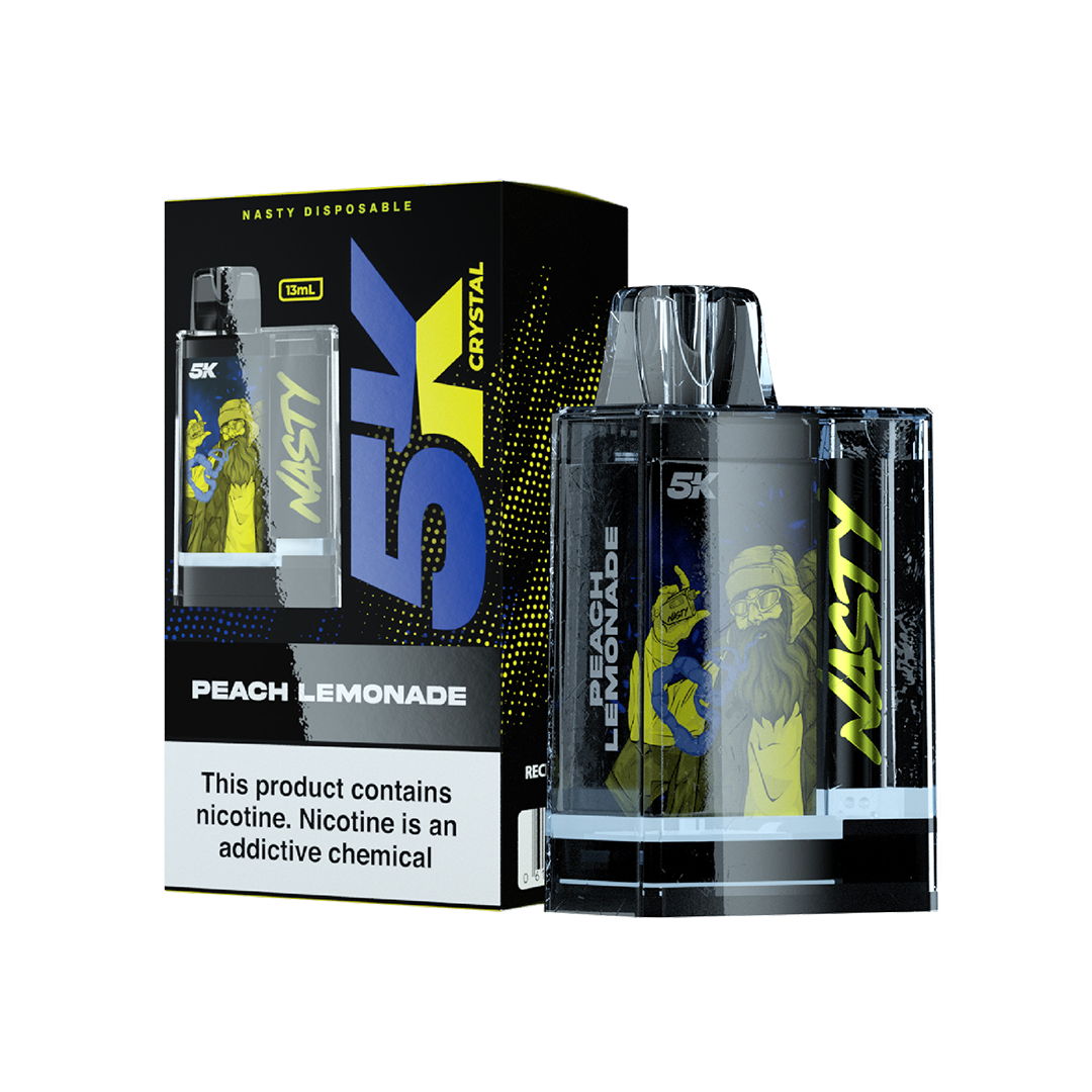 Nasty 5K Crystal - PEACH LEMONADE 5000 puffs 5%  Jetable  xvape.ma Maroc.