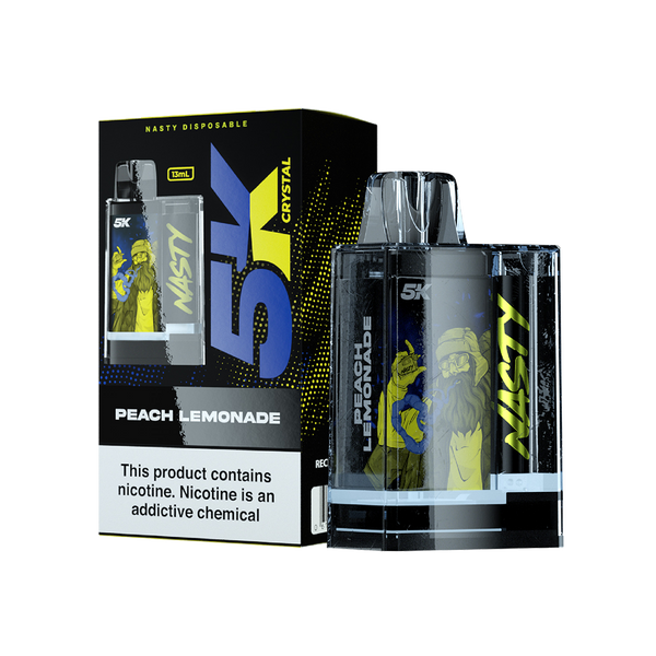Nasty 5K Crystal - PEACH LEMONADE 5000 puffs 5%  Jetable  xvape.ma Maroc.