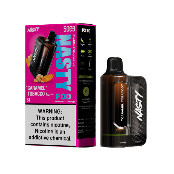 Nasty Pod 5k - Caramel Tobacco - kit complet - 5%  Starter Kits (Pods Fermés)  xvape.ma Maroc.