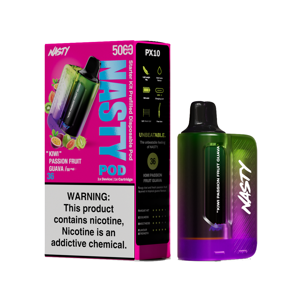Nasty Pod 5k - Kiwi Passion Fruit Guava - kit complet - 5%  Starter Kits (Pods Fermés)  xvape.ma Maroc.