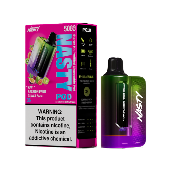 Nasty Pod 5k - Kiwi Passion Fruit Guava - kit complet - 5%  Starter Kits (Pods Fermés)  xvape.ma Maroc.