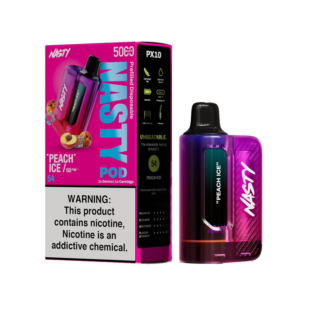 Nasty Pod 5k - Peach Ice - kit complet - 5%  Starter Kits (Pods Fermés)  xvape.ma Maroc.