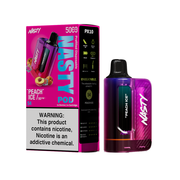 Nasty Pod 5k - Peach Ice - kit complet - 5%  Starter Kits (Pods Fermés)  xvape.ma Maroc.