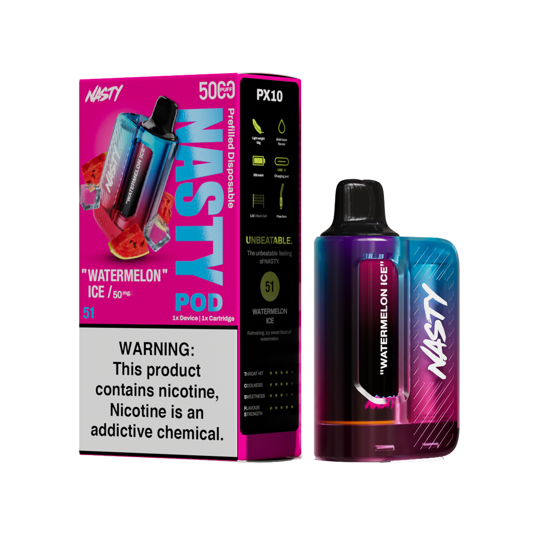 Nasty Pod 5k - Watermelon Ice - kit complet - 5%  Starter Kits (Pods Fermés)  xvape.ma Maroc.