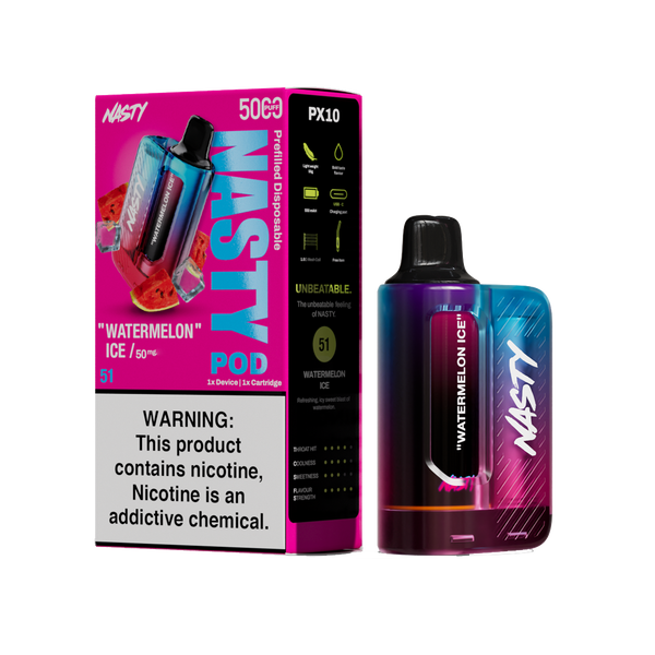 Nasty Pod 5k - Watermelon Ice - kit complet - 5%  Starter Kits (Pods Fermés)  xvape.ma Maroc.