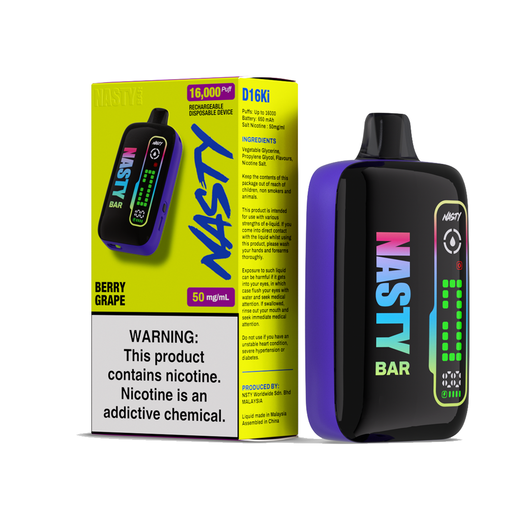Nasty D16ki - Berry Grape - 16K Taffs 5%  Jetable  xvape.ma Maroc.