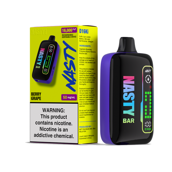 Nasty D16ki - Berry Grape - 16K Taffs 5%  Jetable  xvape.ma Maroc.