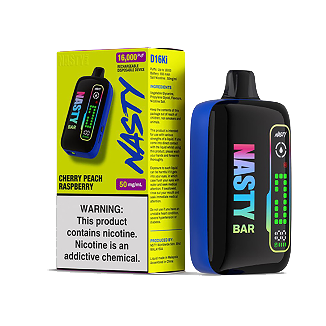 Nasty D16ki - Cherry Peach Raspberry - 16K Taffs 5%  Jetable  xvape.ma Maroc.