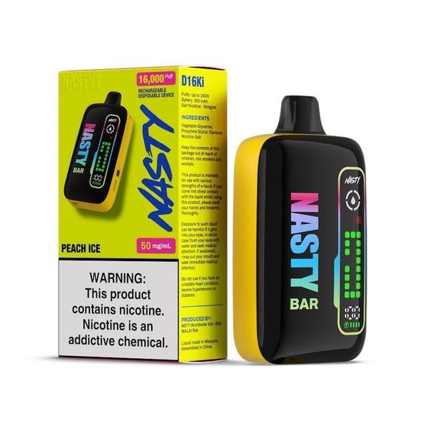 Nasty D16ki - Peach Ice - 16K Taffs 5%  Jetable  xvape.ma Maroc.