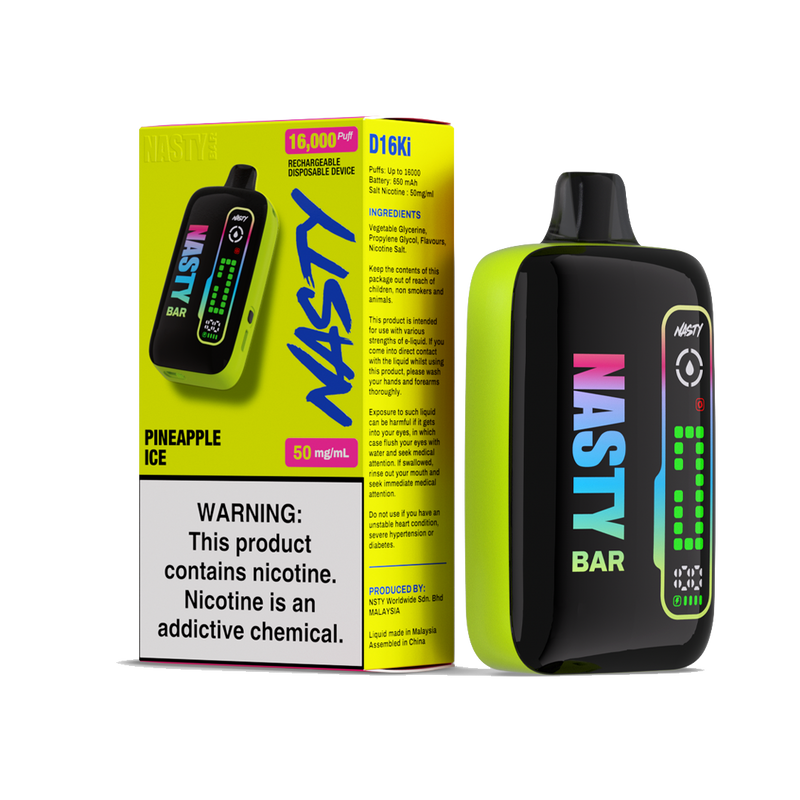 Nasty D16ki - Pineapple Ice - 16K Taffs 5%  Jetable  xvape.ma Maroc.