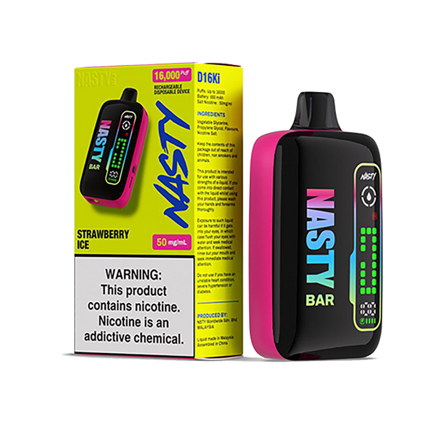 Nasty D16ki - Strawberry Ice - 16K Taffs 5%  Jetable  xvape.ma Maroc.