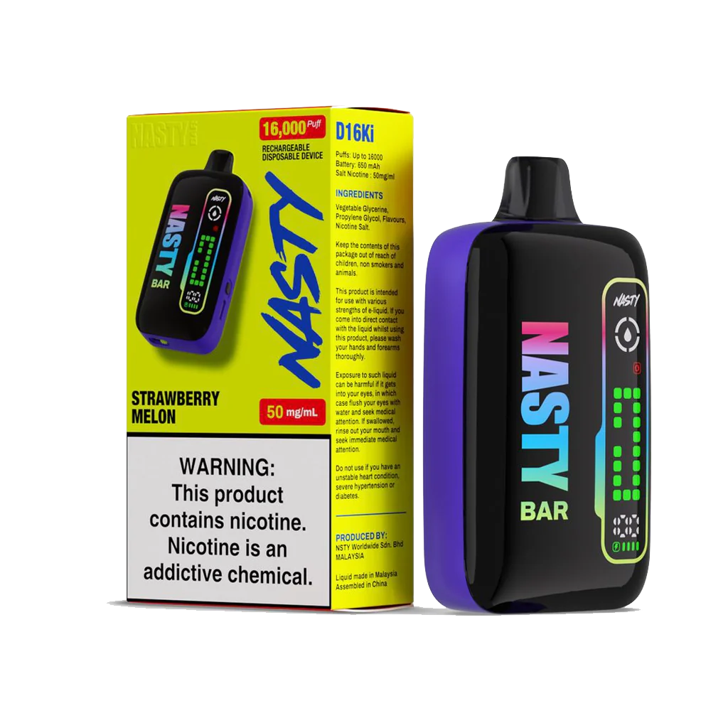 Nasty D16ki - Strawberry Melon - 16K Taffs 5%  Jetable  xvape.ma Maroc.