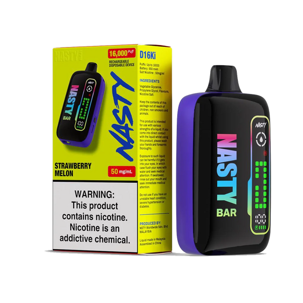 Nasty D16ki - Strawberry Melon - 16K Taffs 5%  Jetable  xvape.ma Maroc.