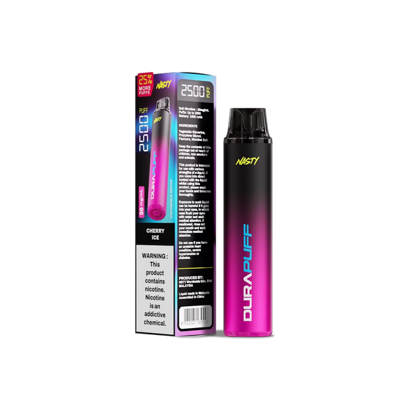 Nasty DuraPuff 2500 Strong - Cherry Ice - 50mg  Jetable  xvape.ma Maroc.