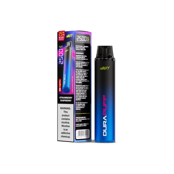 Nasty DuraPuff 2500 Strong - Strawberry Raspberry - 50mg  Jetable  xvape.ma Maroc.