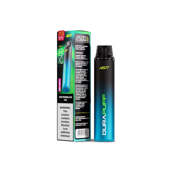 Nasty DuraPuff 2500 Strong - Watermelon Ice - 50mg  Jetable  xvape.ma Maroc.