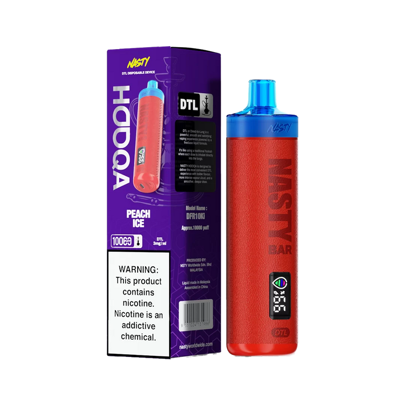 Nasty HOOQA 10K - Peach ice - 3mg  Jetable  xvape.ma Maroc.