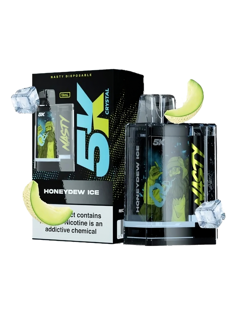 Nasty 5K Crystal - HONEYDEW ICE 5000 puffs 5%  Jetable  xvape.ma Maroc.