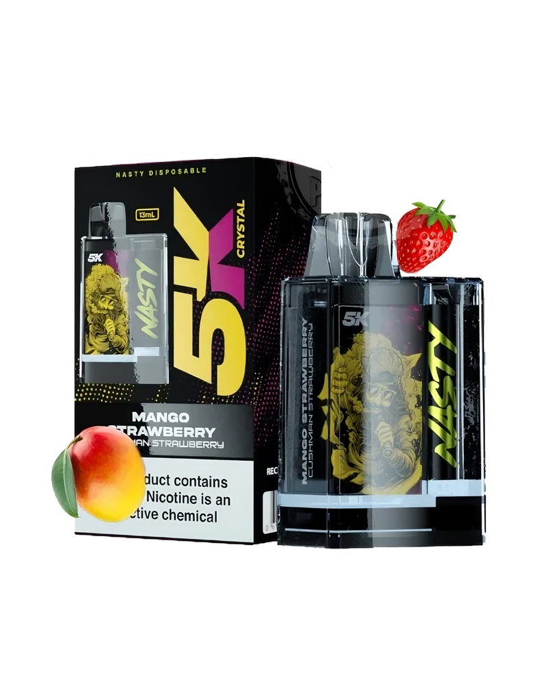 Nasty 5K Crystal - MANGO STRAWBERRY 5000 puffs 5%  Jetable  xvape.ma Maroc.