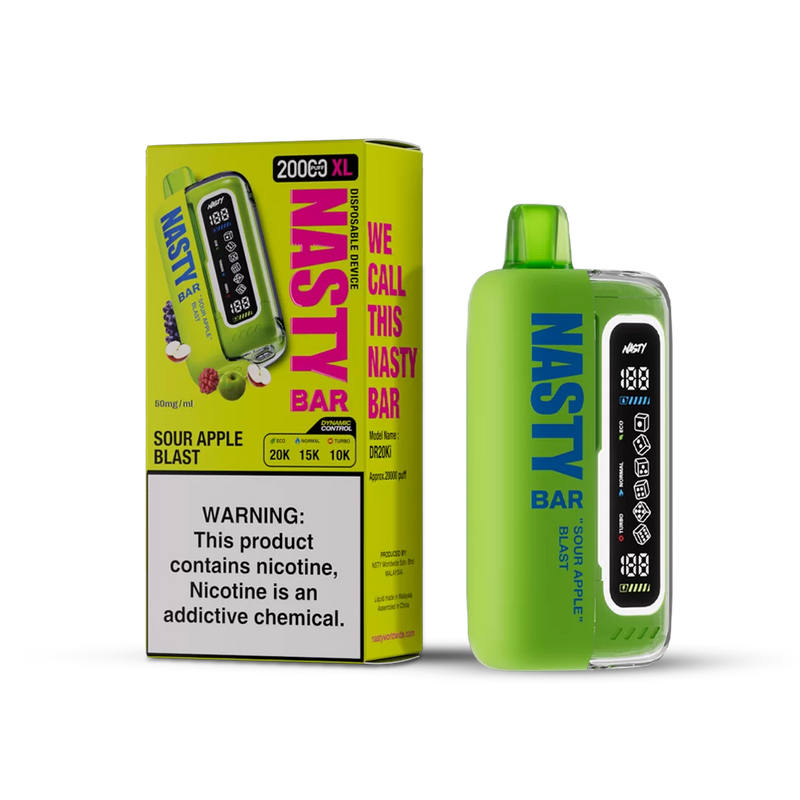 Nasty XL Turbo 20K - Sour Apple Blast - 5%  Jetable  xvape.ma Maroc.