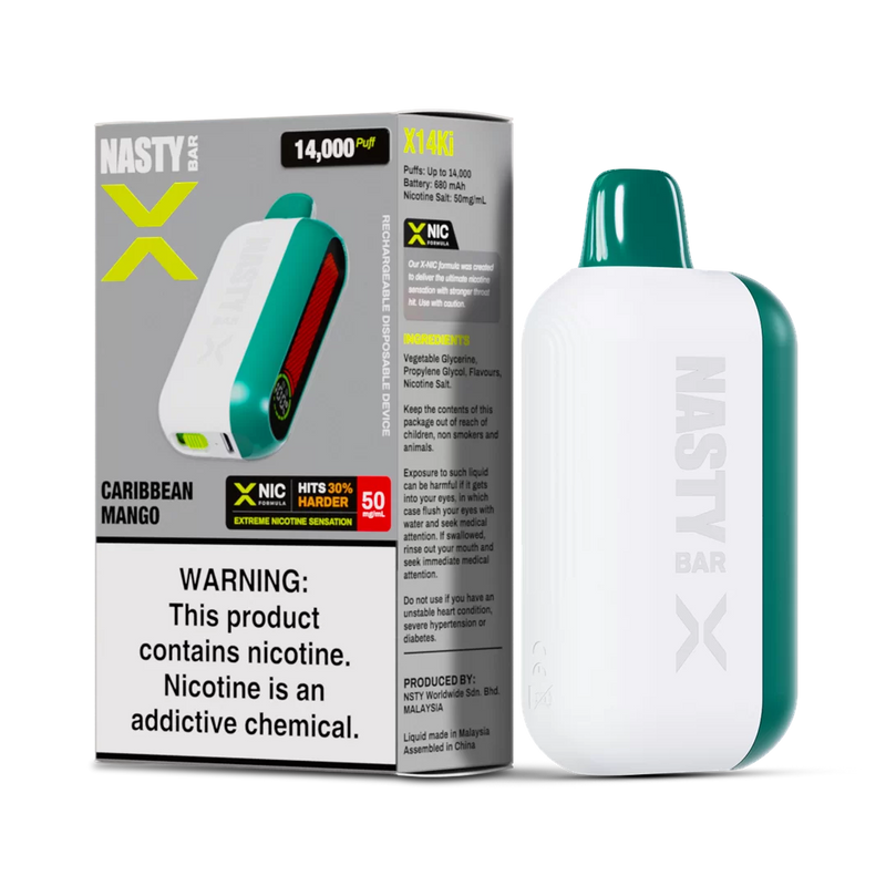Nasty X 14K Strong - Caribbean Mango  Jetable  xvape.ma Maroc.
