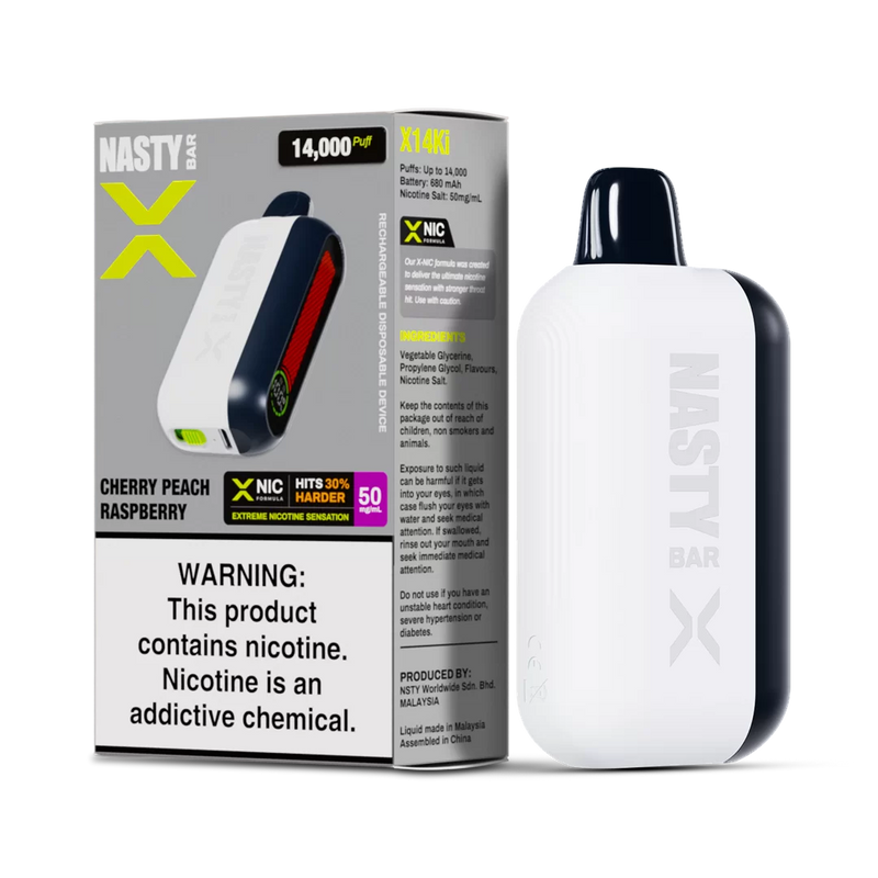 Nasty X 14K Strong - Cherry Peach Raspberry  Jetable  xvape.ma Maroc.