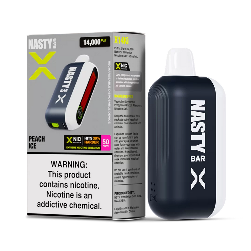 Nasty X 14K Strong - Peach Ice  Jetable  xvape.ma Maroc.