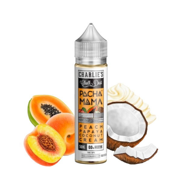 Pachamama Peach Papaya Coconut Cream 60ml  E-liquide premium  xvape.ma Maroc.