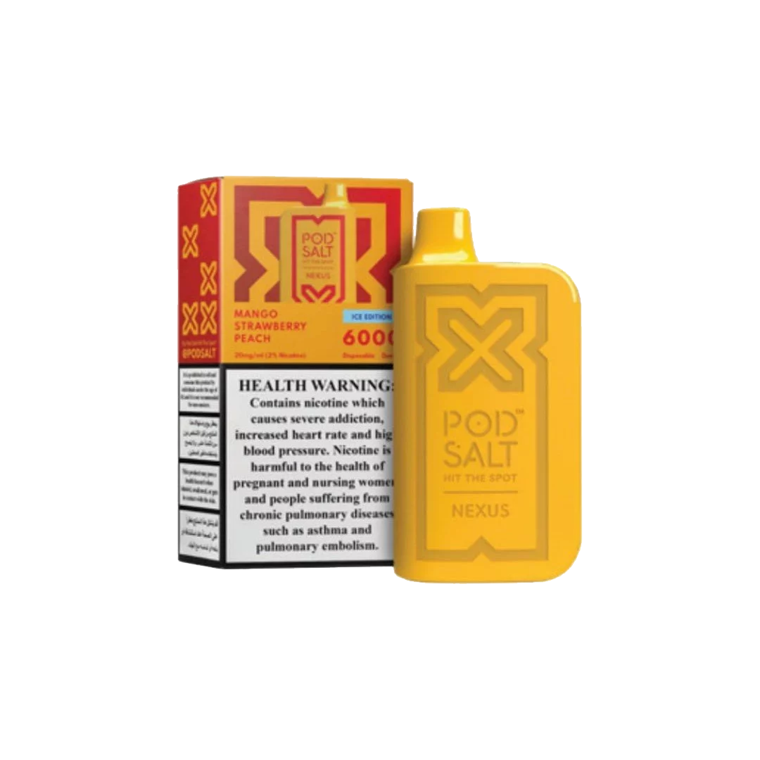 Pod Salt Nexus 6000 - Mango Strawberry Peach 5%  Jetable  xvape.ma Maroc.