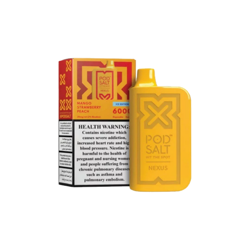 Pod Salt Nexus 6000 - Mango Strawberry Peach 5%  Jetable  xvape.ma Maroc.