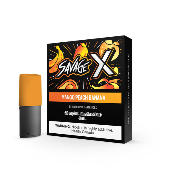 SAVAGE X Pod - Mango Peach Banana  Cartouches Pré-Remplies  xvape.ma Maroc.