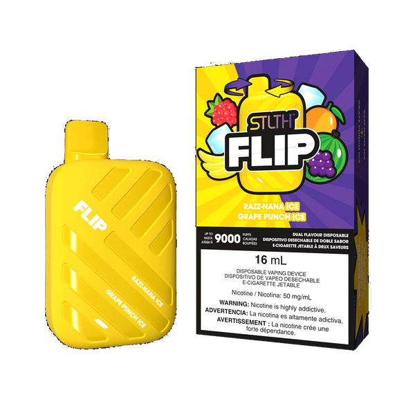 STLTH Flip 9K - Razz Nana Ice and Grape Punch Ice - 5%  Jetable  xvape.ma Maroc.